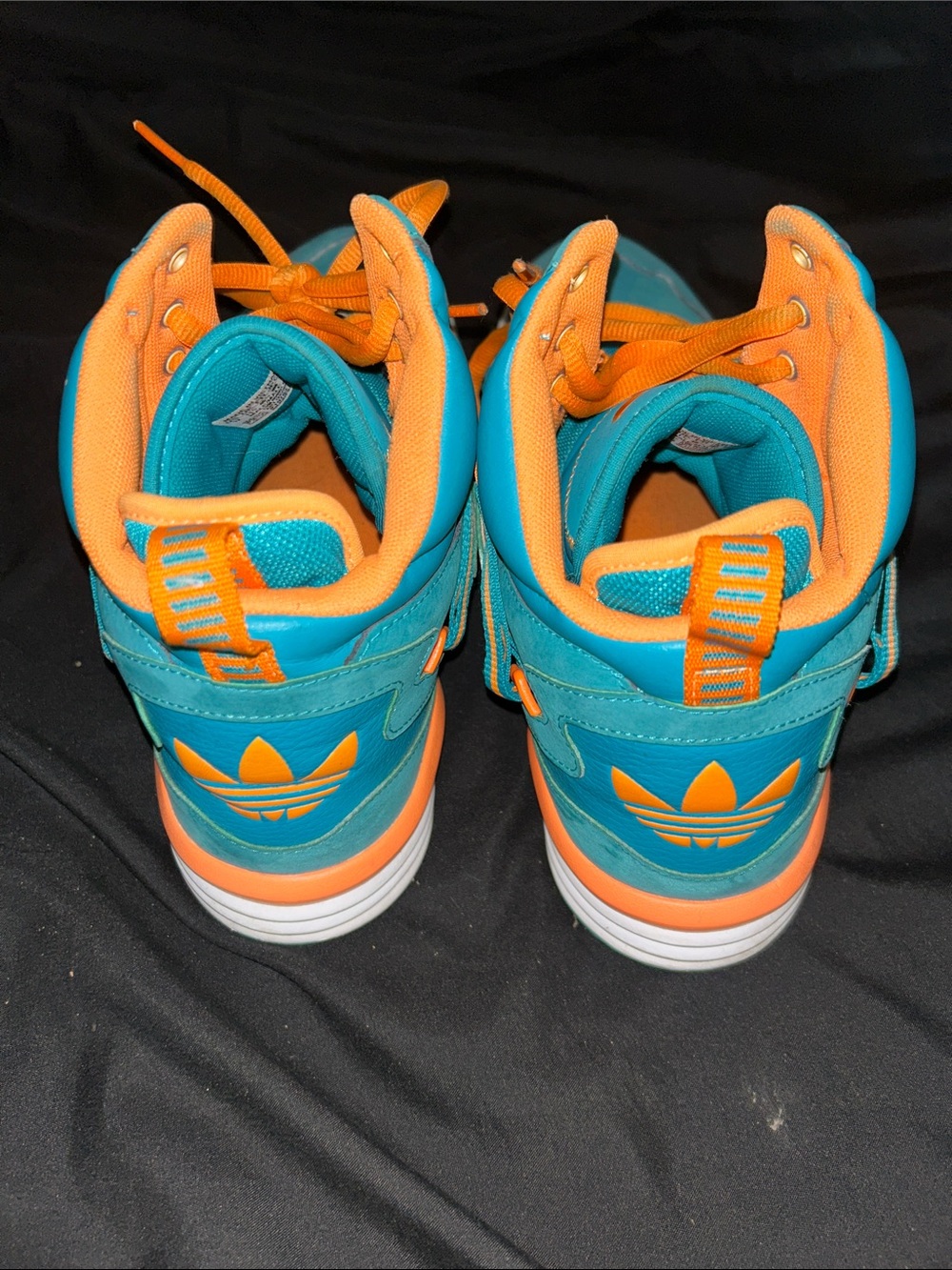 adidas Kids Teal and Orange High-Top Sneakers - Picture 3 of 4
